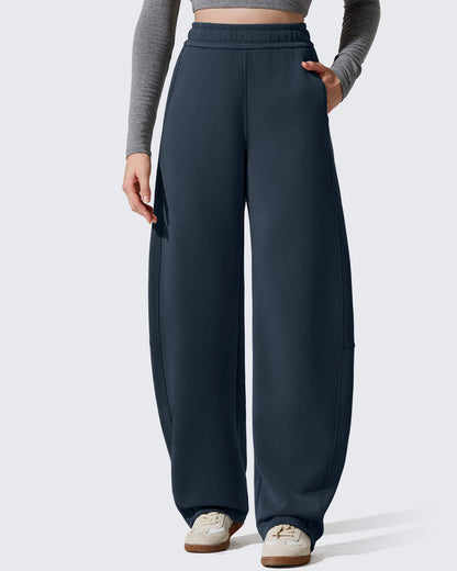 Pantalones deportivos holgados Smoofit con forro polar, pierna ancha y corte barril