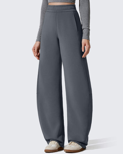Pantalones deportivos holgados Smoofit con forro polar, pierna ancha y corte barril