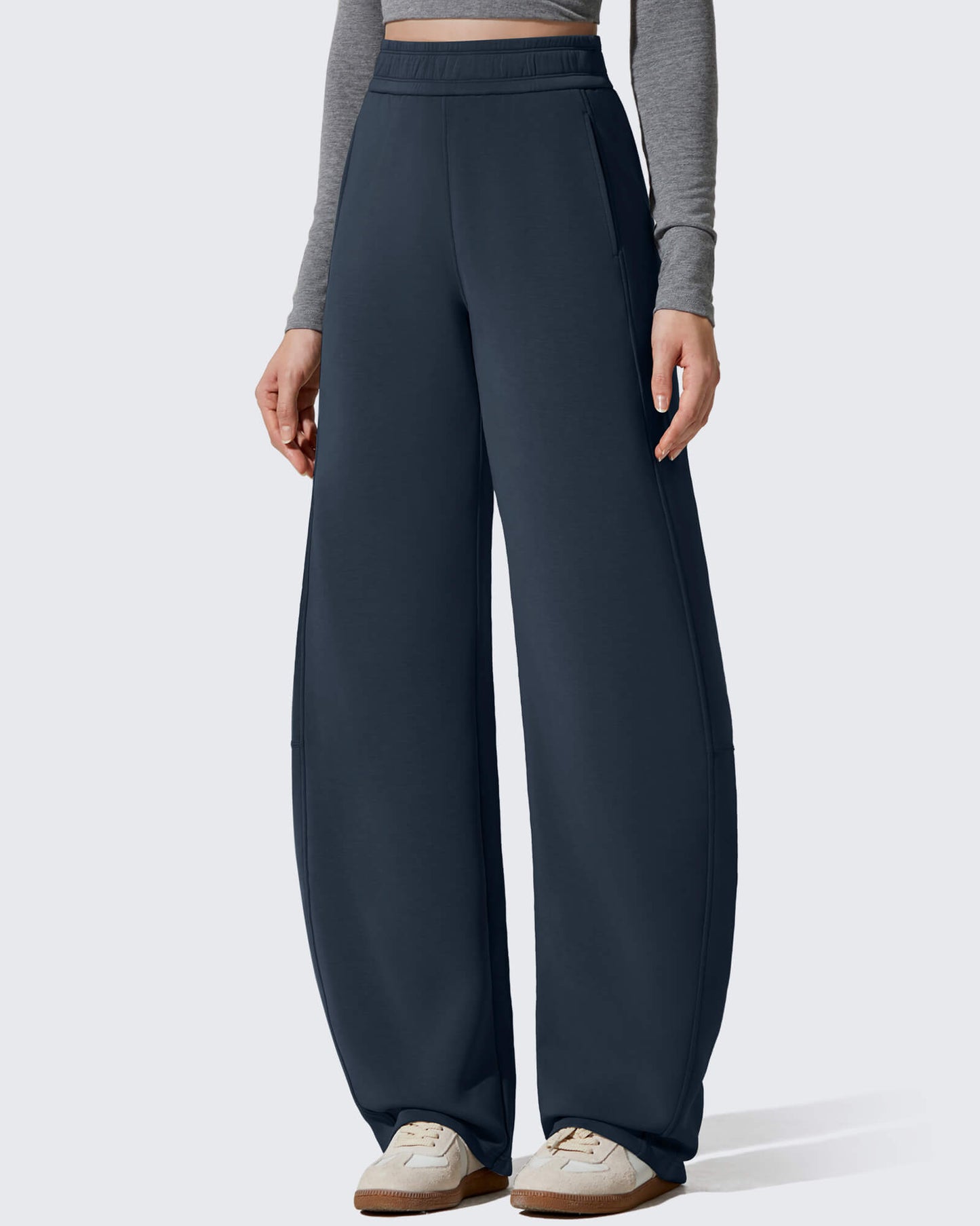 Pantalones deportivos holgados Smoofit con forro polar, pierna ancha y corte barril