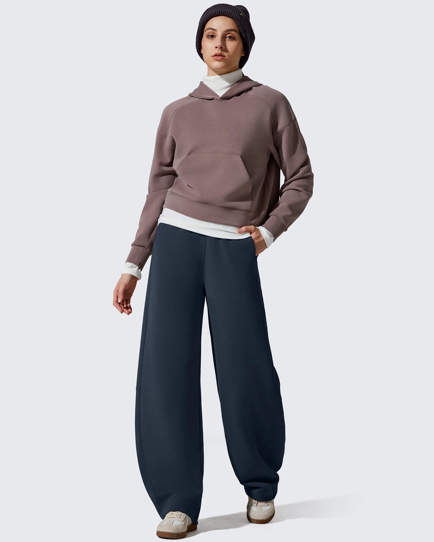 Pantalones deportivos holgados Smoofit con forro polar, pierna ancha y corte barril