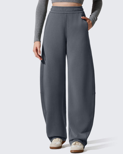 Pantalones deportivos holgados Smoofit con forro polar, pierna ancha y corte barril