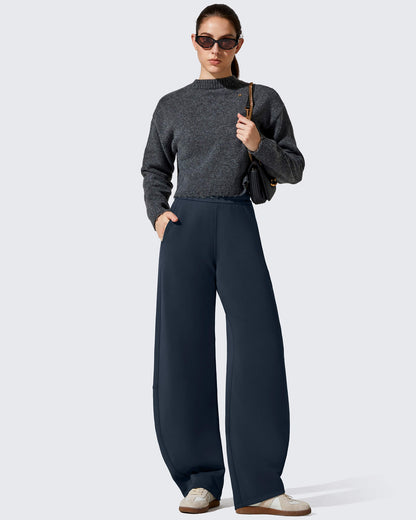 Pantalones deportivos holgados Smoofit con forro polar, pierna ancha y corte barril