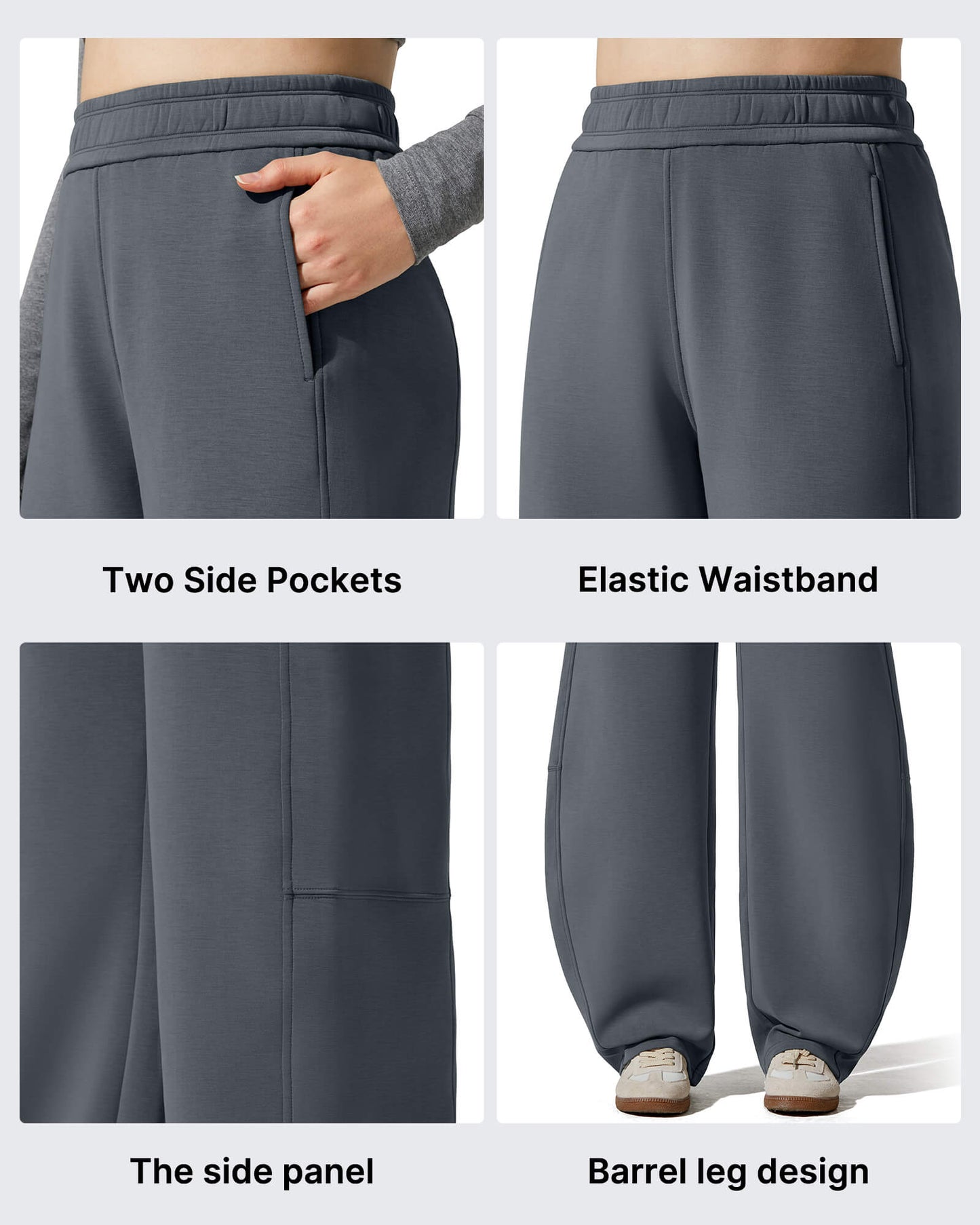 Pantalones deportivos holgados Smoofit con forro polar, pierna ancha y corte barril