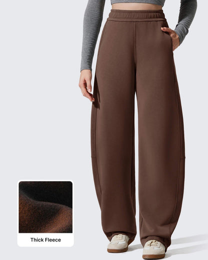 Pantalones deportivos holgados Smoofit con forro polar, pierna ancha y corte barril