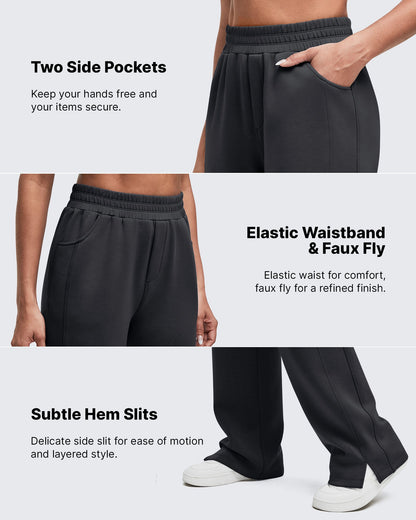 Pantalón de chándal Smoofit de pernera ancha, talle alto y aberturas laterales