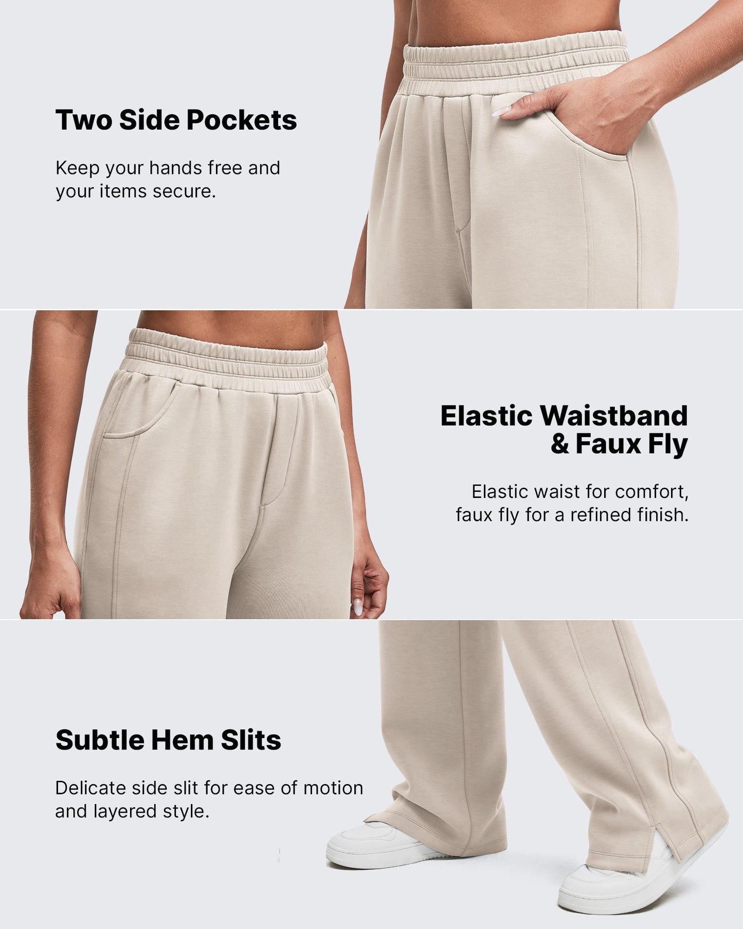 Pantalón de chándal Smoofit de pernera ancha, talle alto y aberturas laterales