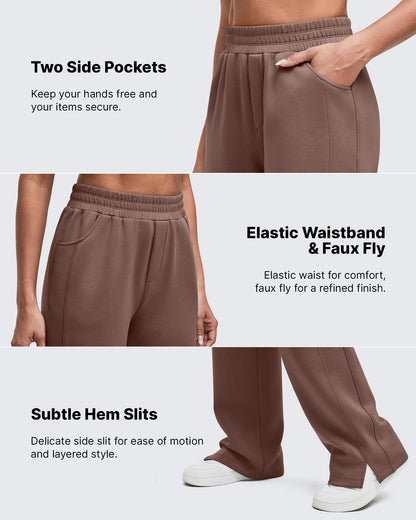 Pantalón de chándal Smoofit de pernera ancha, talle alto y aberturas laterales