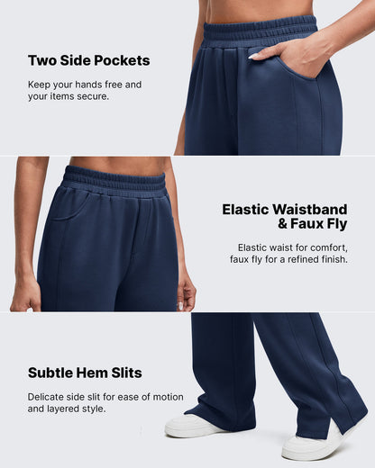 Pantalón de chándal Smoofit de pernera ancha, talle alto y aberturas laterales
