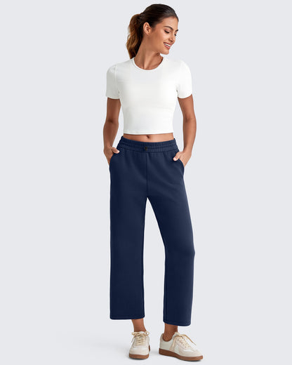 Pantalones Capri de Pierna Ancha y Cintura Alta Smoofit 19''