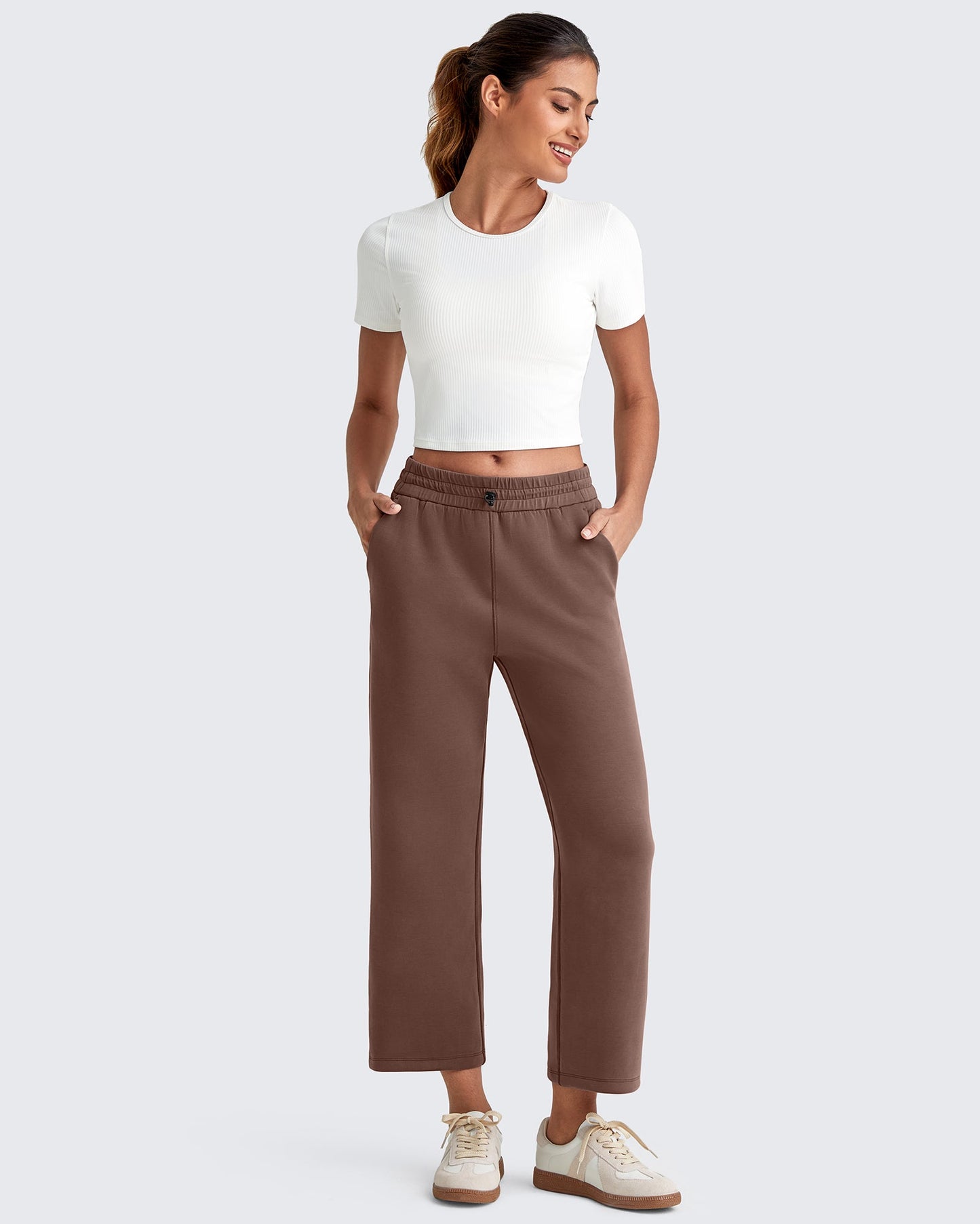 Pantalones Capri de Pierna Ancha y Cintura Alta Smoofit 19''