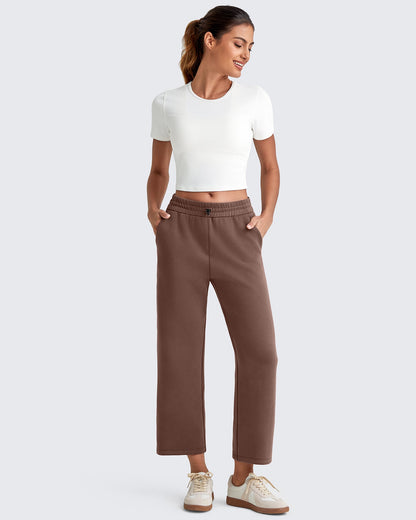 Pantalones Capri de Pierna Ancha y Cintura Alta Smoofit 19''