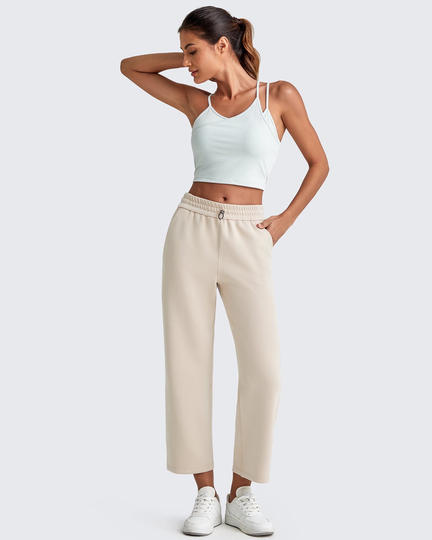 Pantalones Capri de Pierna Ancha y Cintura Alta Smoofit 19''