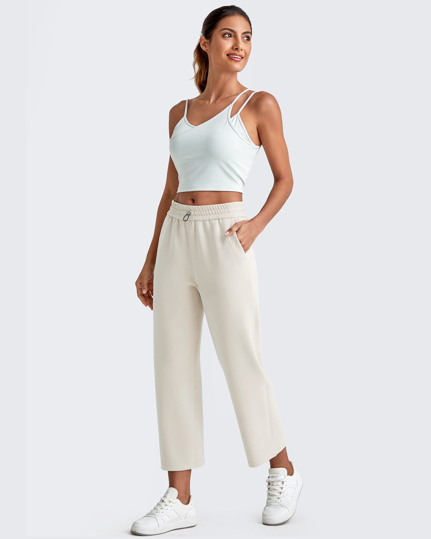 Pantalones Capri de Pierna Ancha y Cintura Alta Smoofit 19''