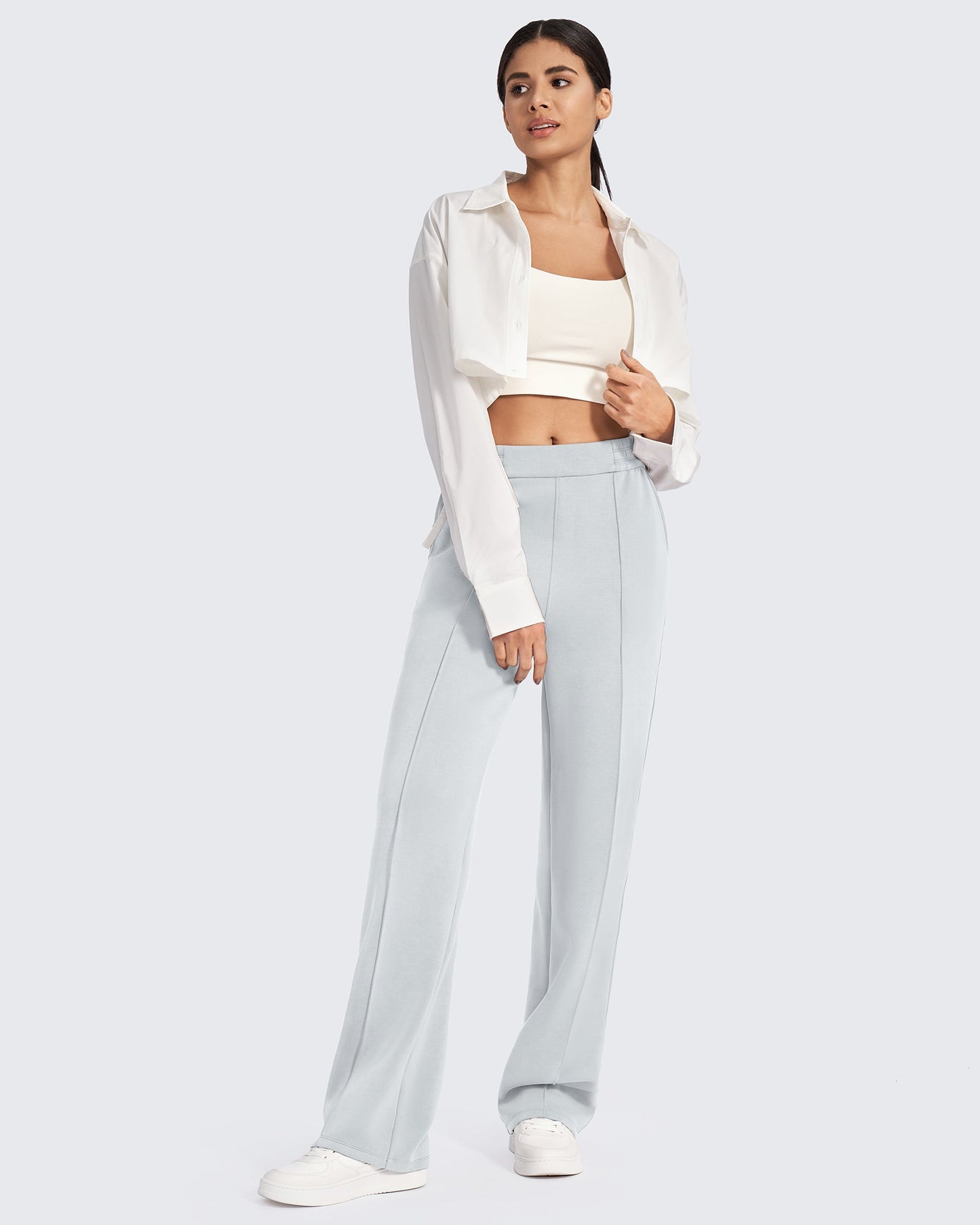 Pantalones de vestir elásticos de talle alto y corte holgado Smoofit Petite