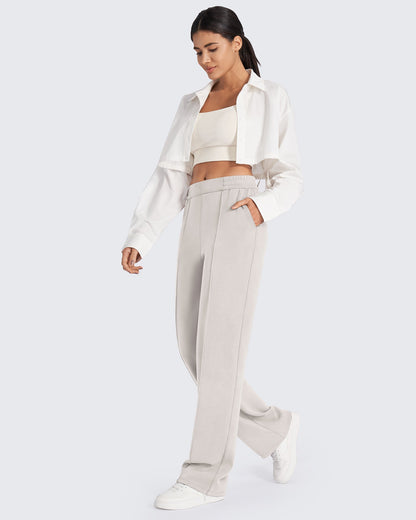 Pantalones de vestir elásticos de talle alto Smoofit Loose extra largos