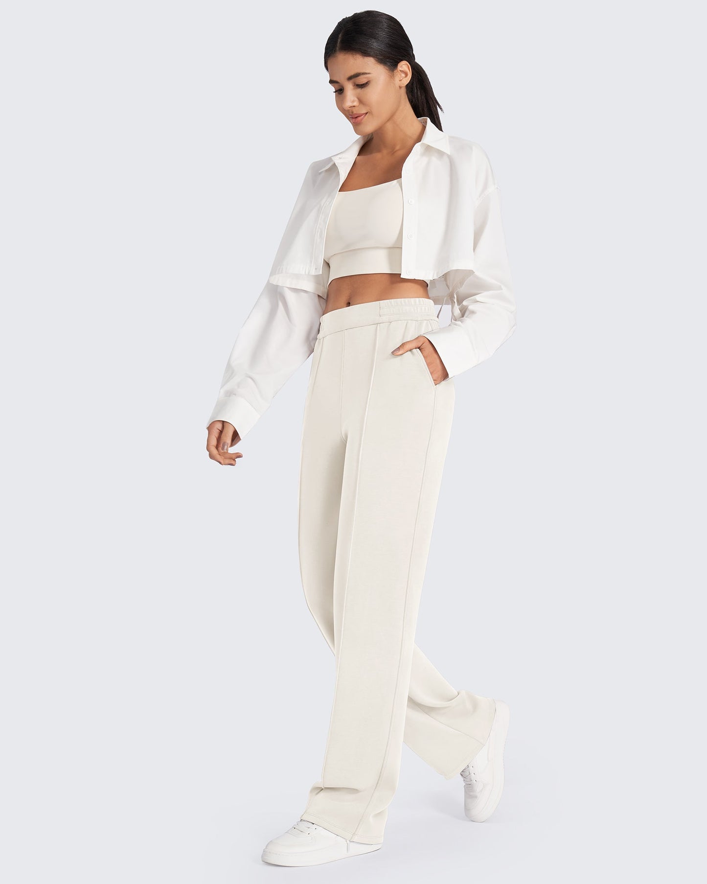Pantalón Smoofit de vestir de talle alto y holgado, talla alta