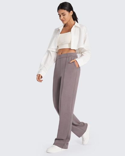 Pantalones elegantes cortos Smoofit holgados de talle alto con elástico