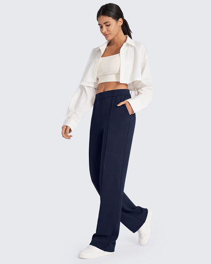 Pantalones elegantes cortos Smoofit holgados de talle alto con elástico