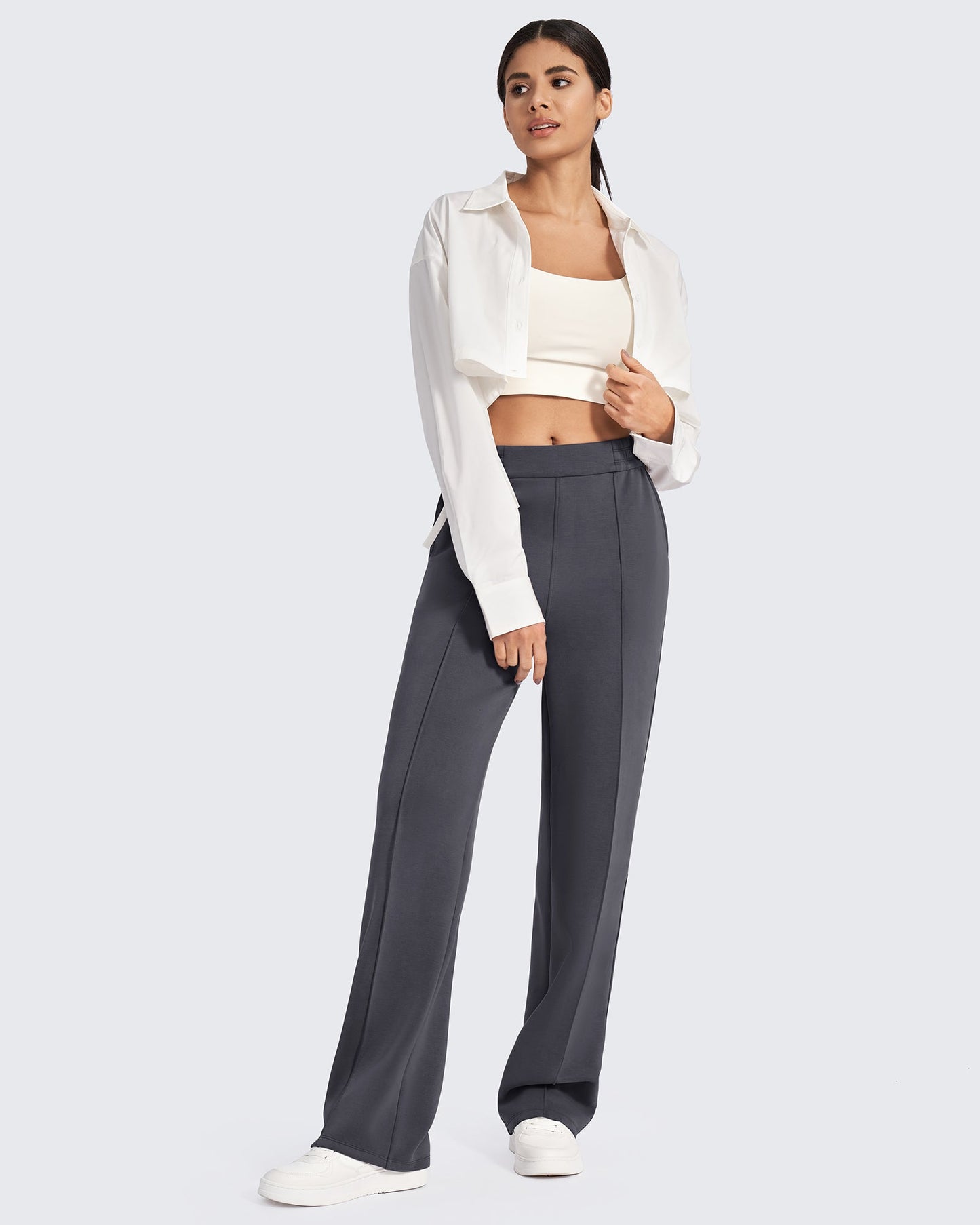 Pantalón Smoofit de vestir de talle alto y holgado, talla alta