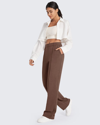Pantalones de vestir elásticos de talle alto y corte holgado Smoofit Petite