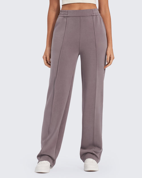 Pantalones elegantes cortos Smoofit holgados de talle alto con elástico