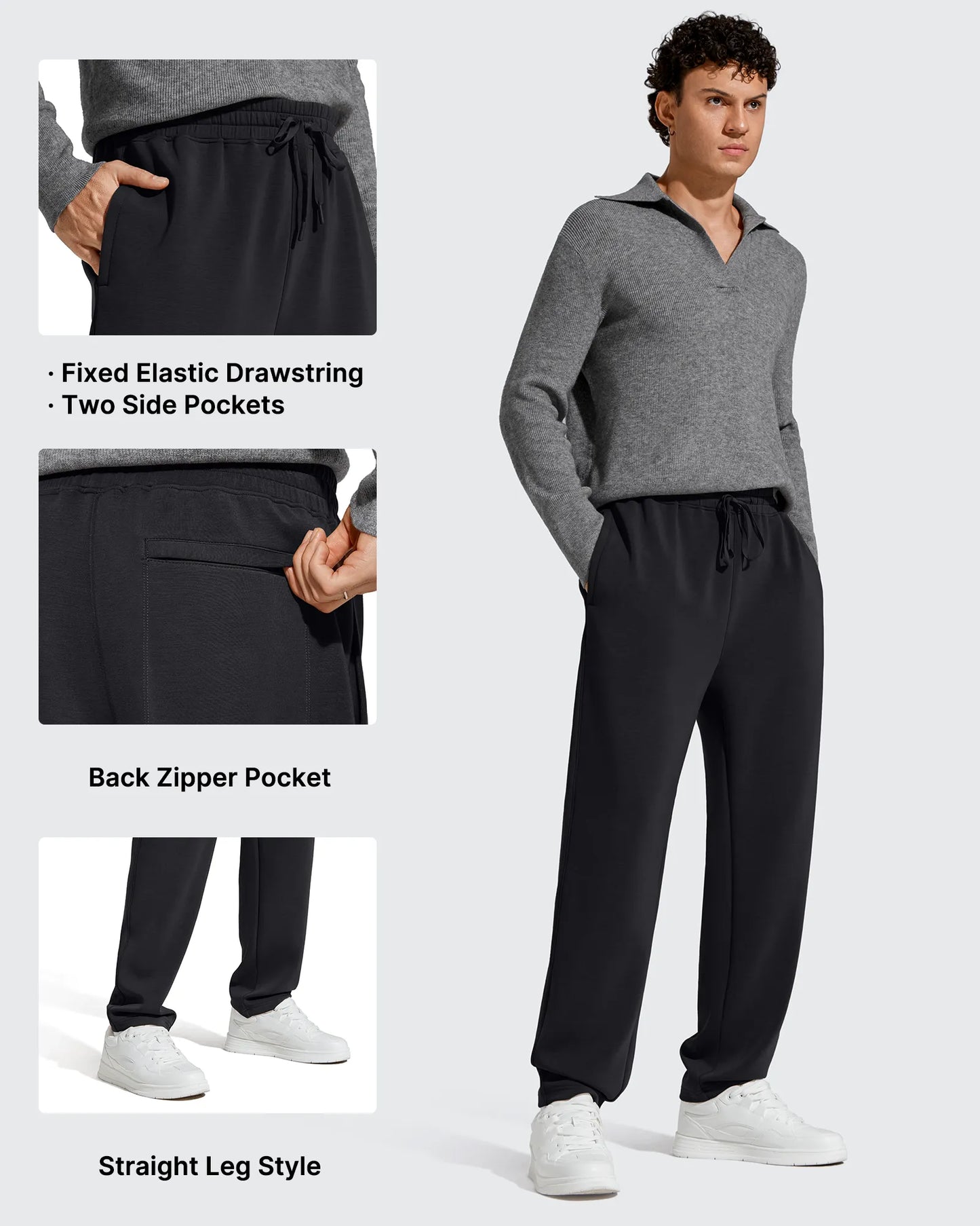Pantalones de chándal térmicos con cordón y forro polar para hombre Smoofit