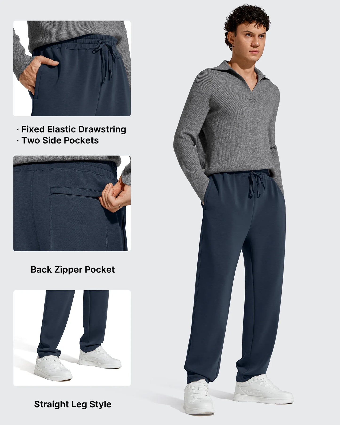 Pantalones de chándal térmicos con cordón y forro polar para hombre Smoofit