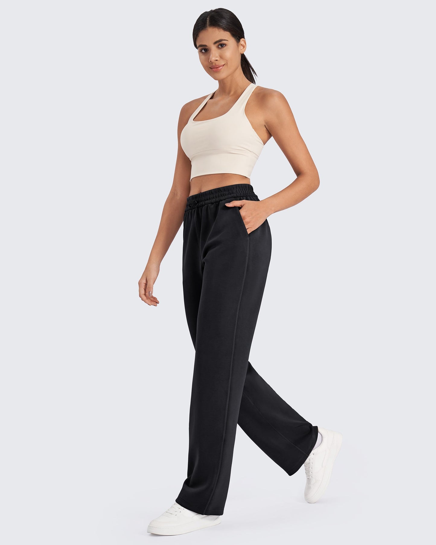 Pantalones de chándal de pernera ancha y tiro medio Smoofit, talla alta