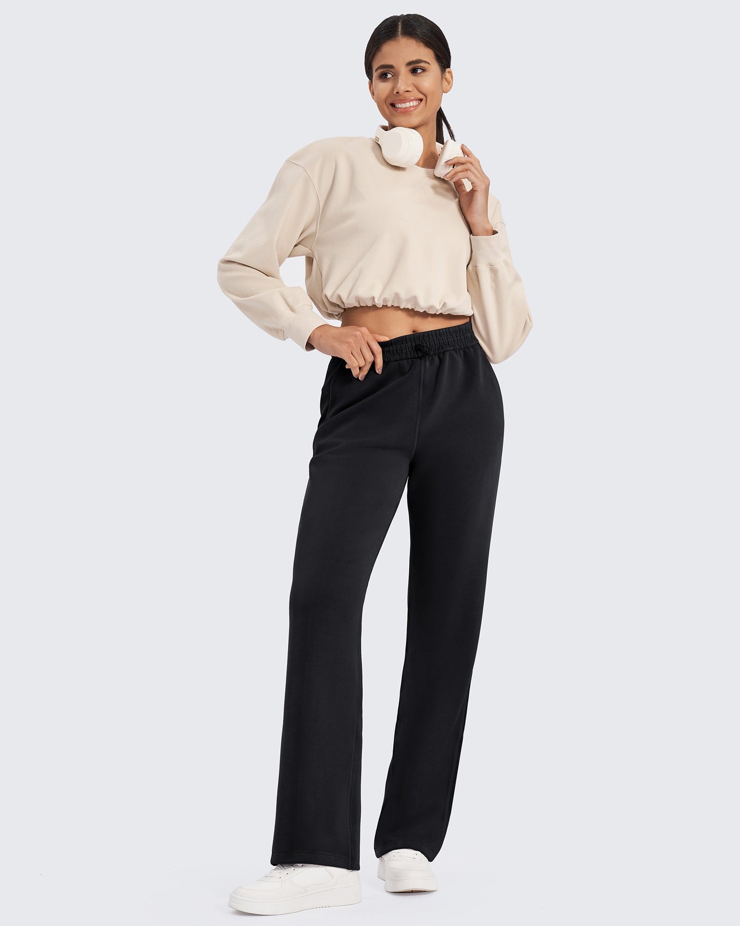 Pantalones deportivos de pierna ancha y tiro medio Smoofit Regulares