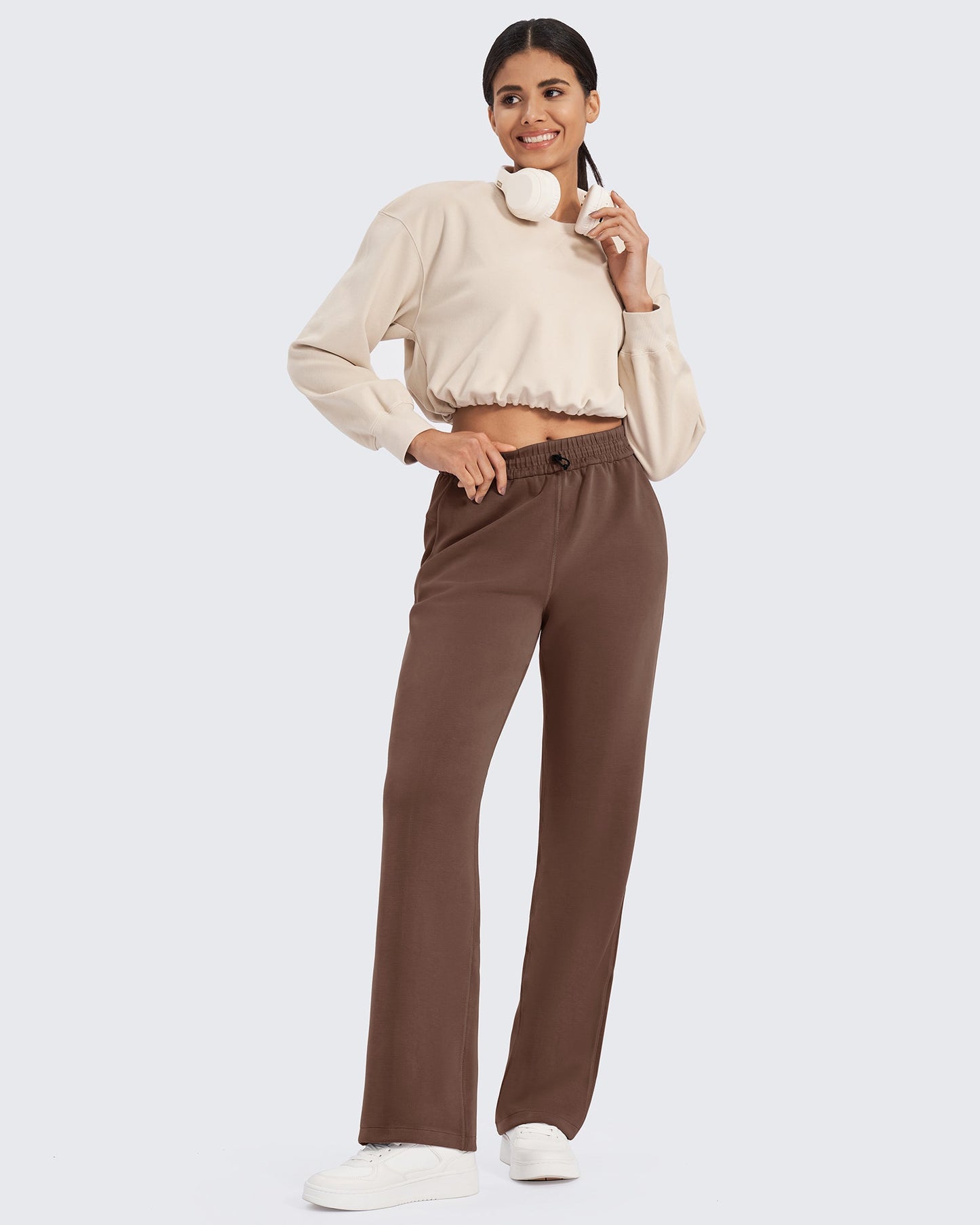 Pantalones de chándal de pernera ancha y tiro medio Smoofit, talla alta