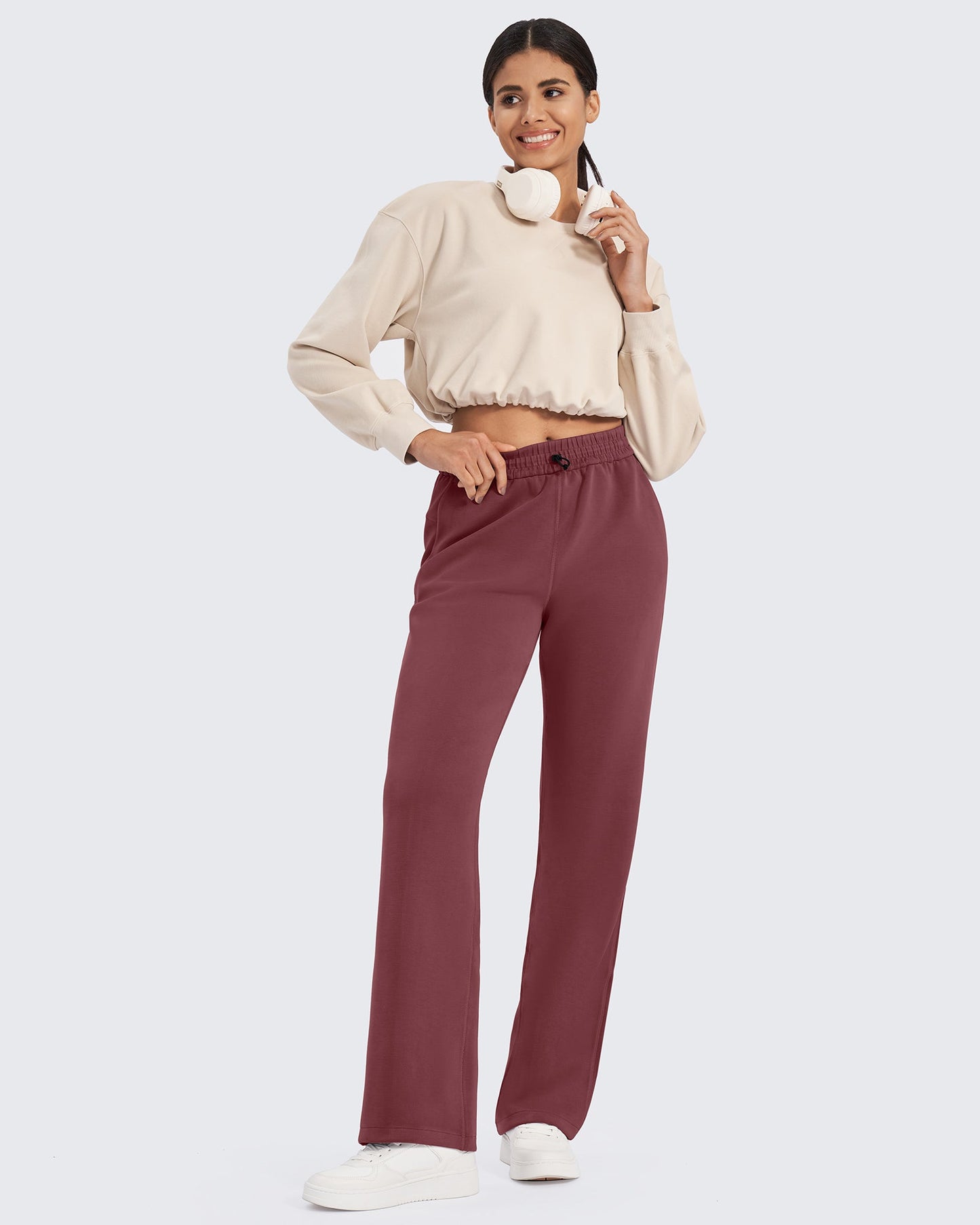 Pantalones de chándal de pernera ancha y tiro medio Smoofit, talla alta