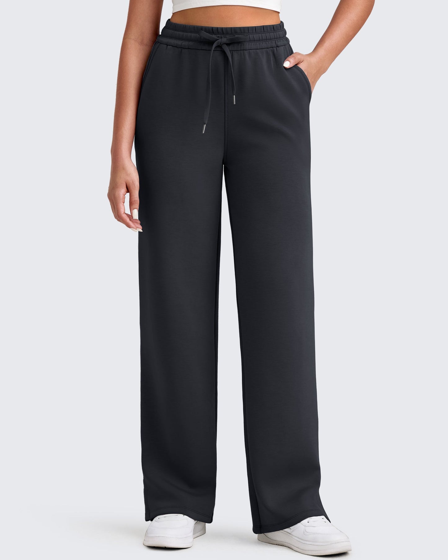 Pantalones de chándal sueltos con aberturas laterales y cordón ajustador Smoofit