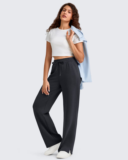 Pantalones de chándal sueltos con aberturas laterales y cordón ajustador Smoofit