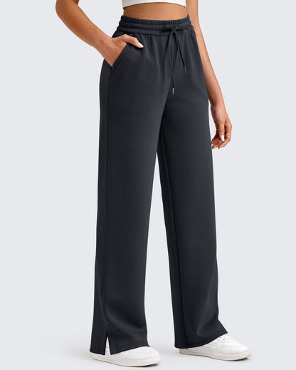 Pantalones de chándal sueltos con aberturas laterales y cordón ajustador Smoofit