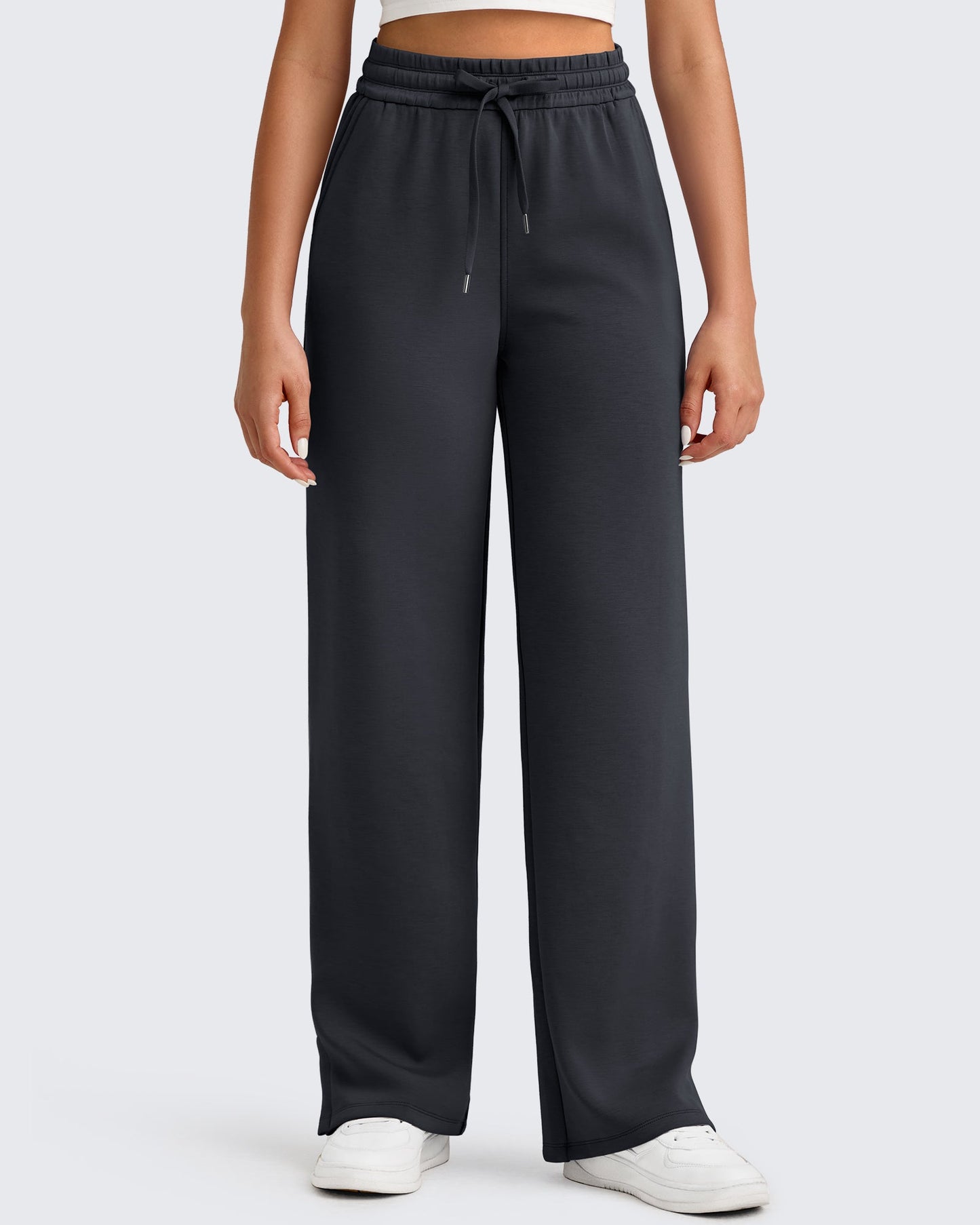 Pantalones de chándal sueltos con aberturas laterales y cordón ajustador Smoofit