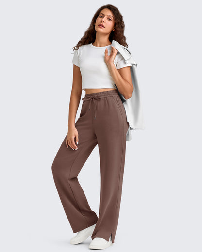 Pantalones de chándal sueltos con aberturas laterales y cordón ajustador Smoofit
