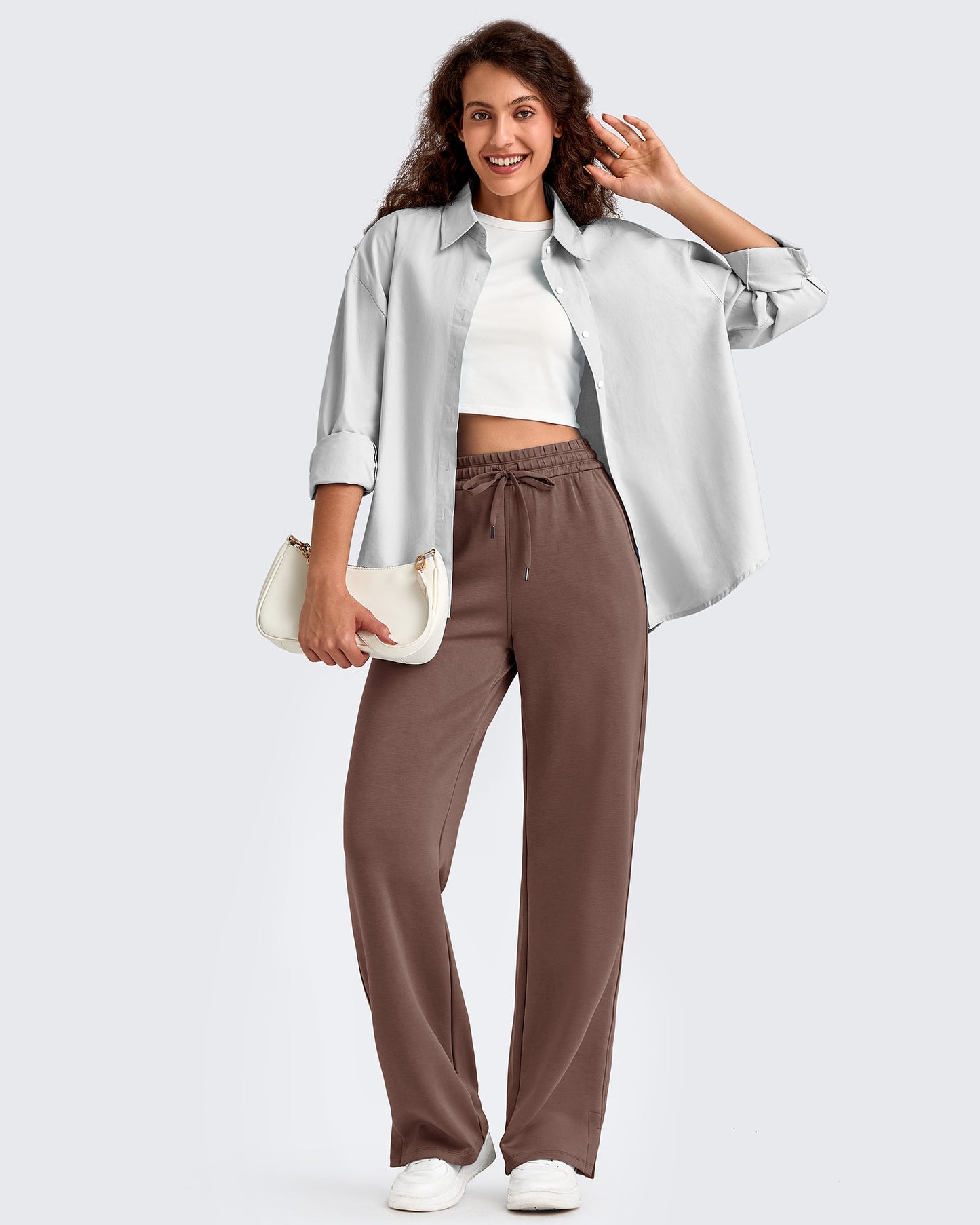 Pantalones de chándal sueltos con aberturas laterales y cordón ajustador Smoofit