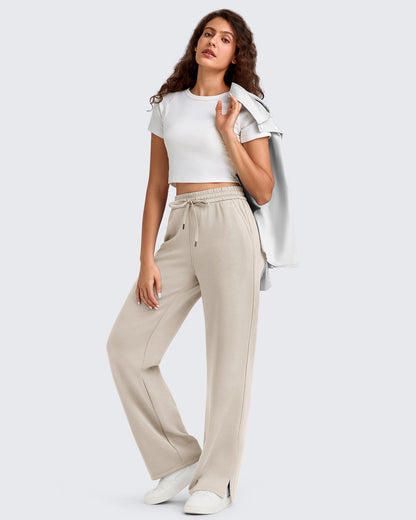 Pantalones de chándal sueltos con aberturas laterales y cordón ajustador Smoofit