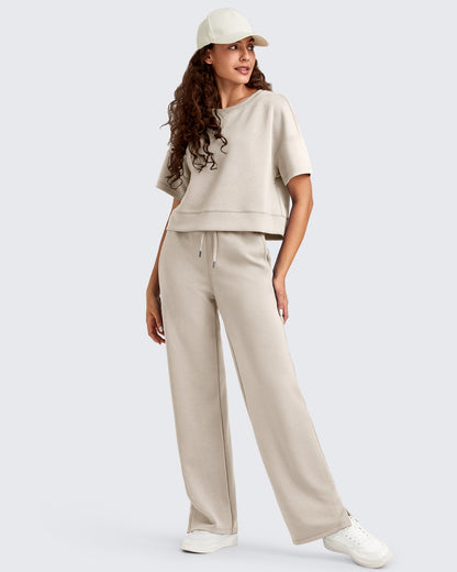 Pantalones de chándal sueltos con aberturas laterales y cordón ajustador Smoofit