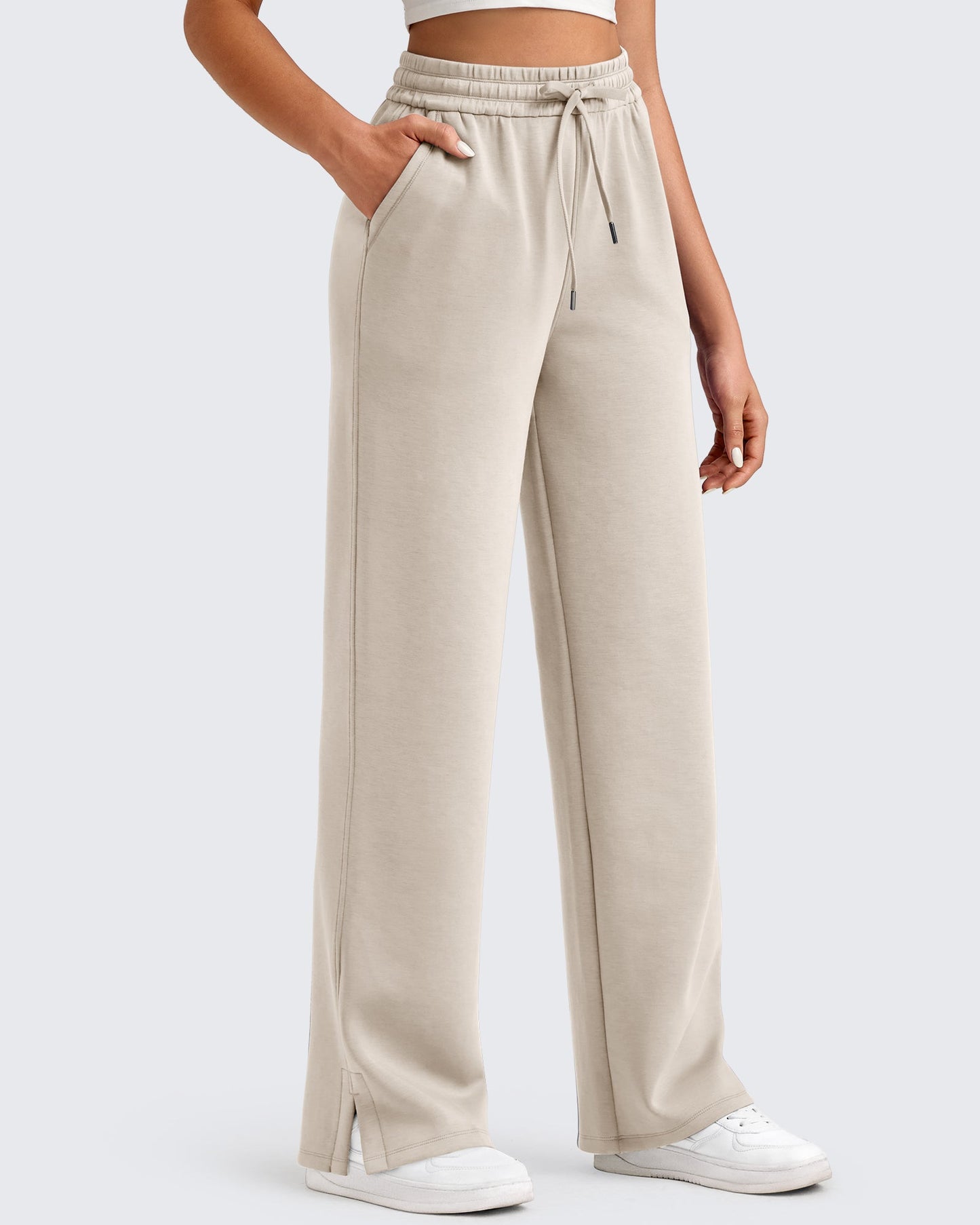 Pantalones de chándal sueltos con aberturas laterales y cordón ajustador Smoofit