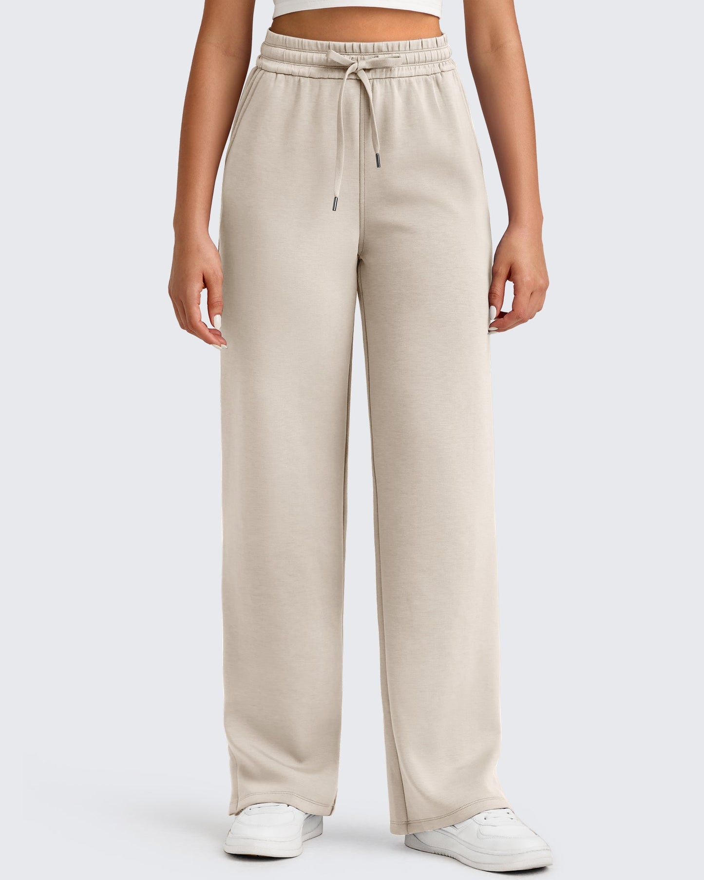 Pantalones de chándal sueltos con aberturas laterales y cordón ajustador Smoofit