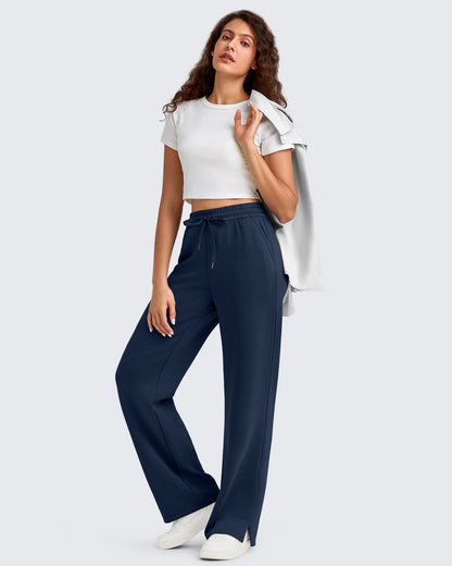 Pantalones de chándal sueltos con aberturas laterales y cordón ajustador Smoofit