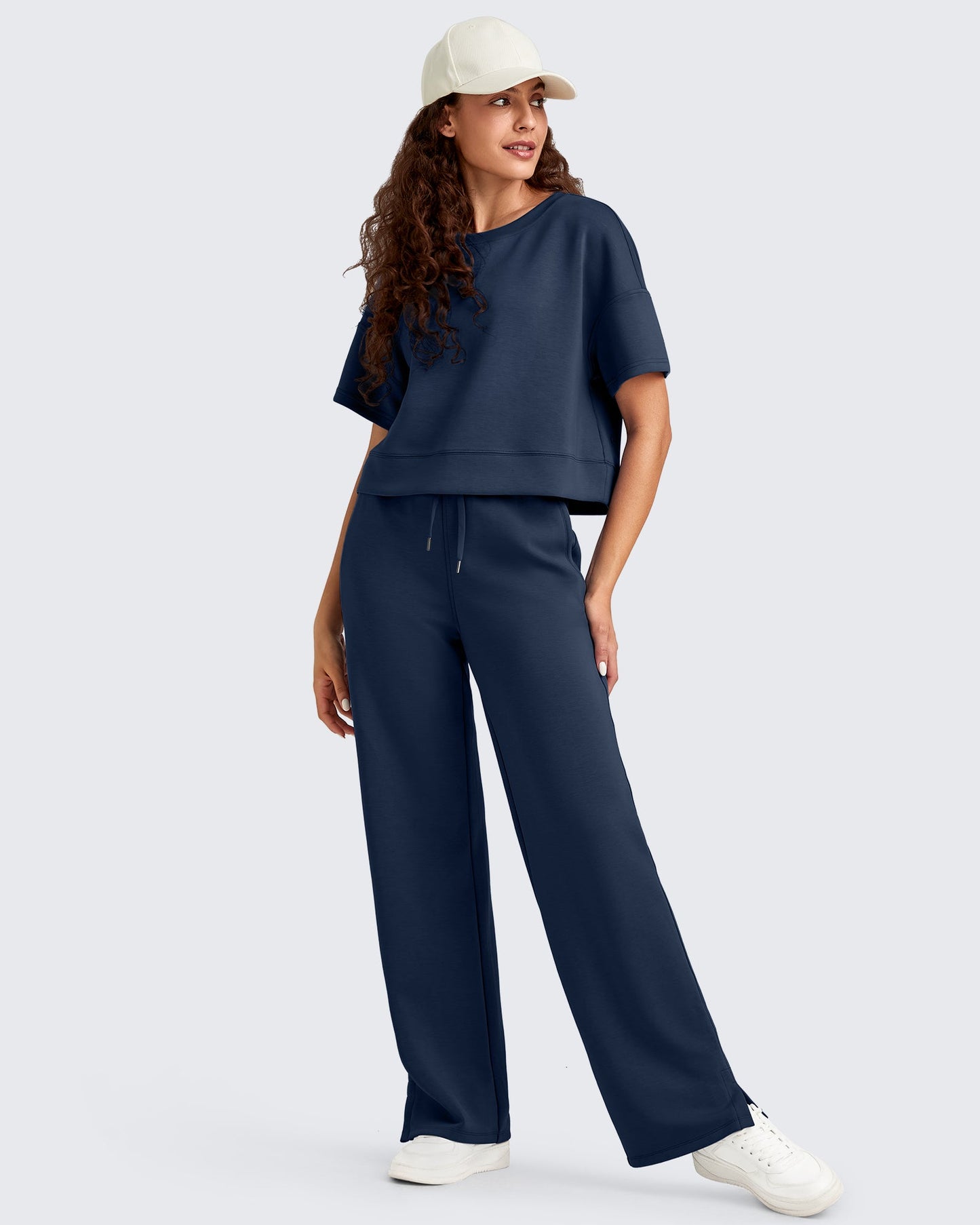 Pantalones de chándal sueltos con aberturas laterales y cordón ajustador Smoofit