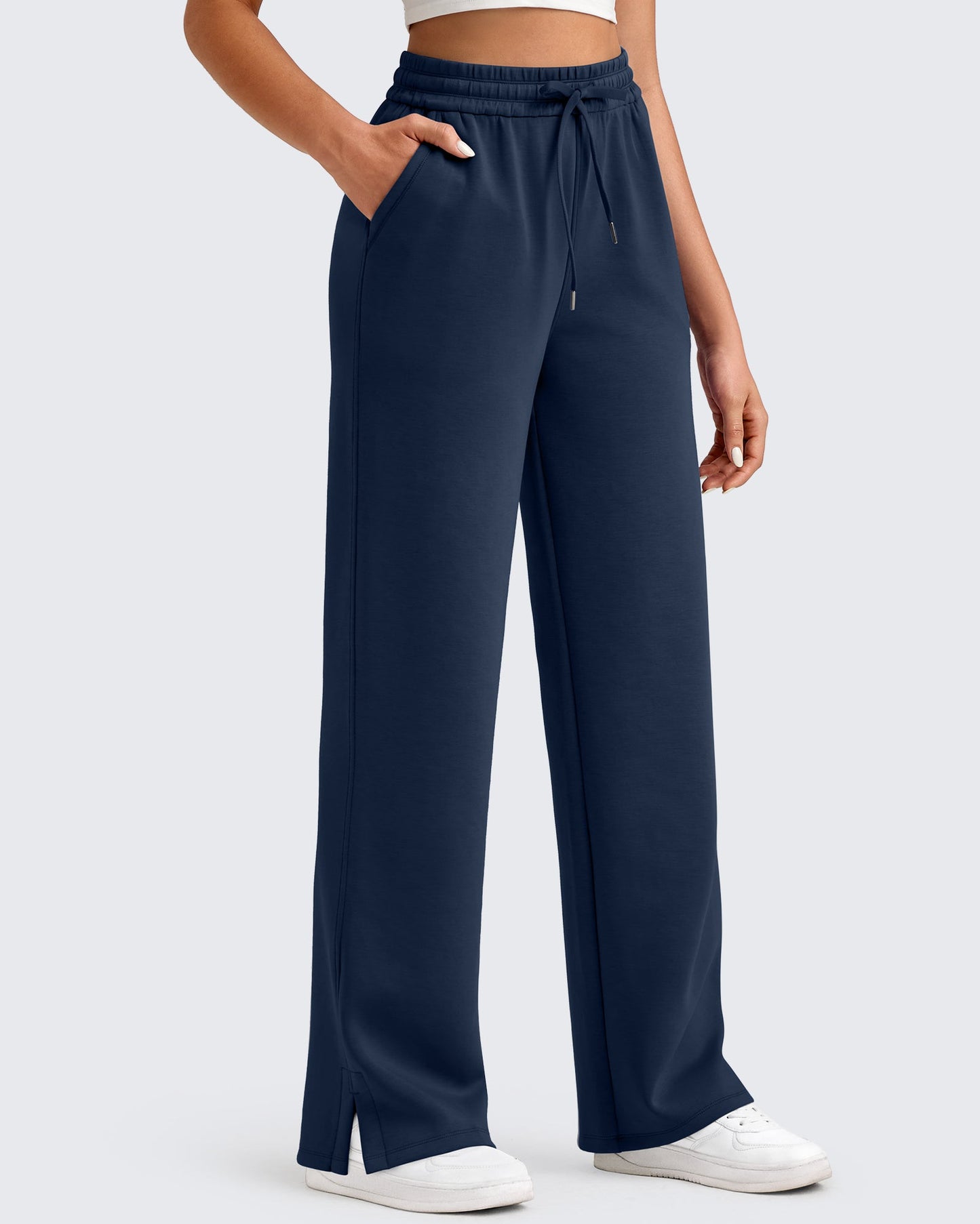 Pantalones de chándal sueltos con aberturas laterales y cordón ajustador Smoofit