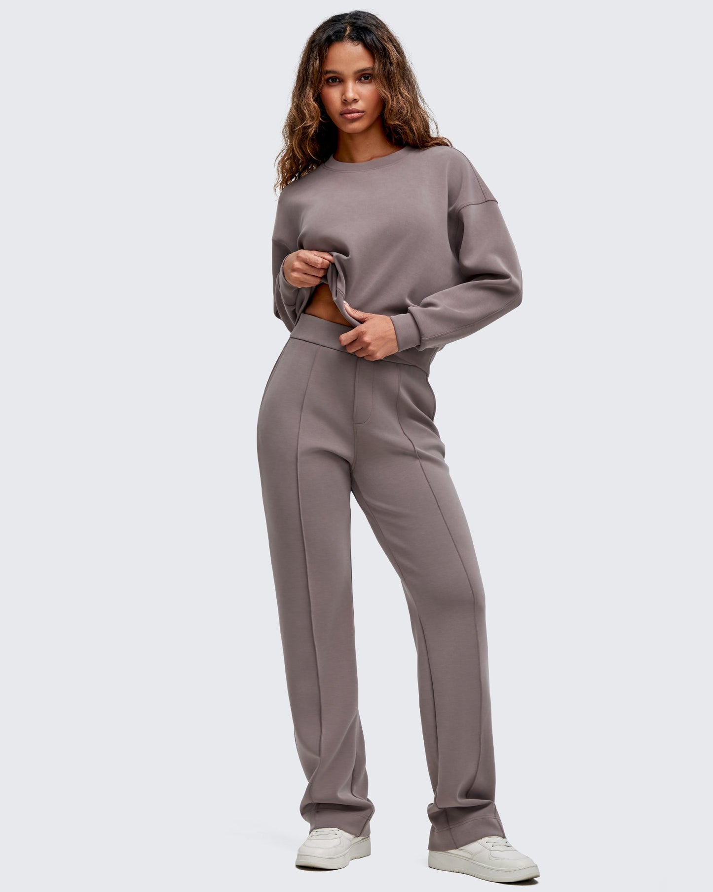 Pantalones de vestir Smoofit de pierna recta, elásticos y de talle alto