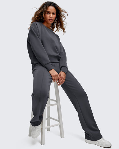 Pantalones de vestir Smoofit de pierna recta, elásticos y de talle alto