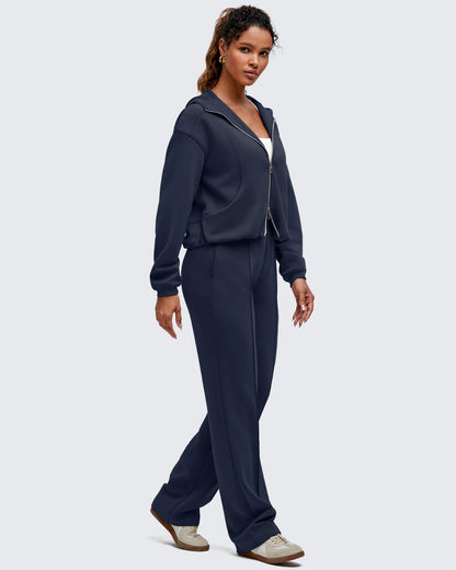 Pantalones de vestir Smoofit de pierna recta, elásticos y de talle alto