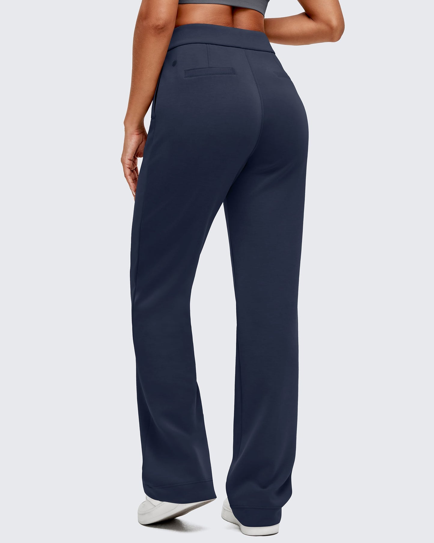 Pantalones de vestir Smoofit de pierna recta, elásticos y de talle alto
