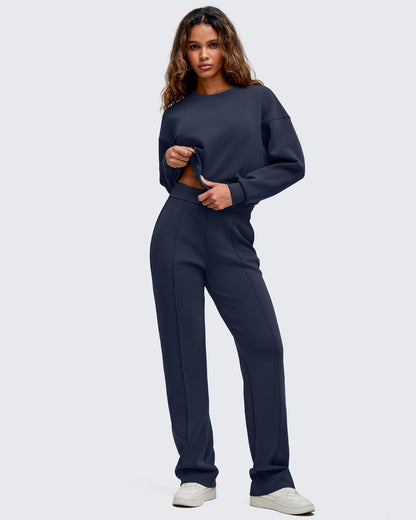 Pantalones de vestir Smoofit de pierna recta, elásticos y de talle alto