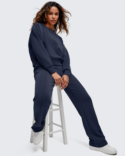 Pantalones de vestir Smoofit de pierna recta, elásticos y de talle alto